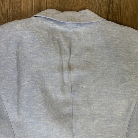 J.Crew Petite Linen-Blend One-Button Blazer WMNS 4P Blue Lined Long Sleeve Notch - Picture 5 of 8